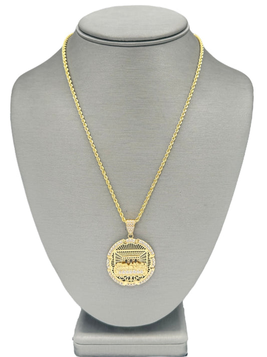 New 14K CZ Last Supper Pendant & Rope Chain H.J™️