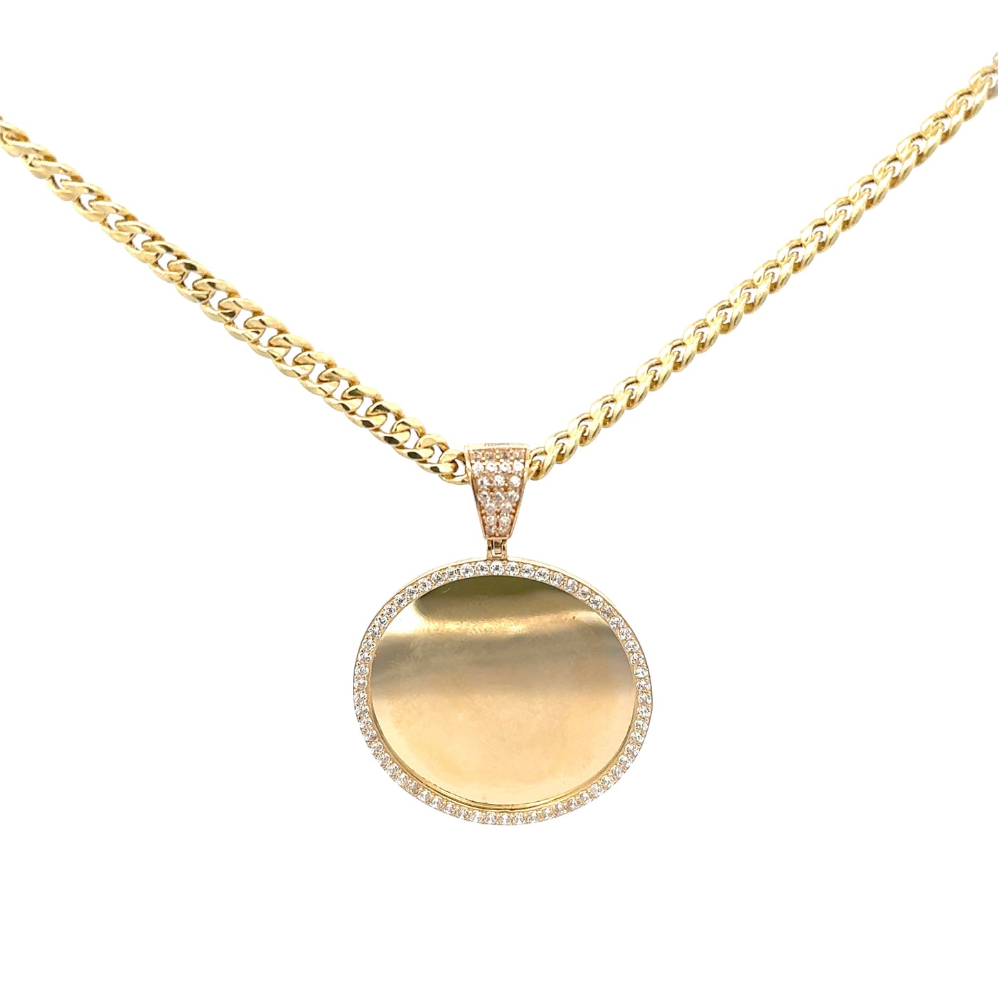 New 14K CZ Picture Pendant & Miami Cuban Chain H.J™️