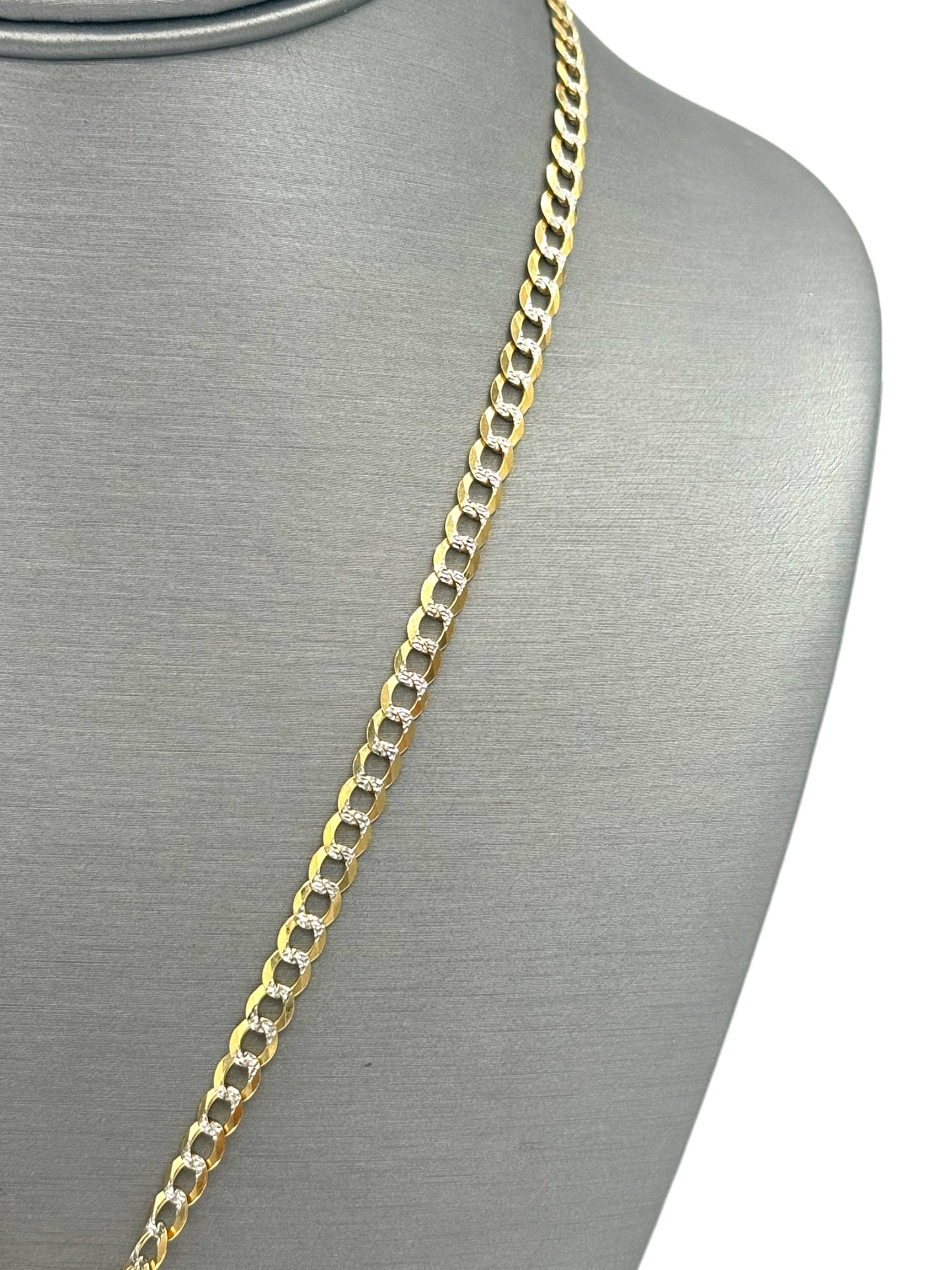 New 14K CZ Cross Pendant & Two Tone Solid Cuban Chain. H.J™️