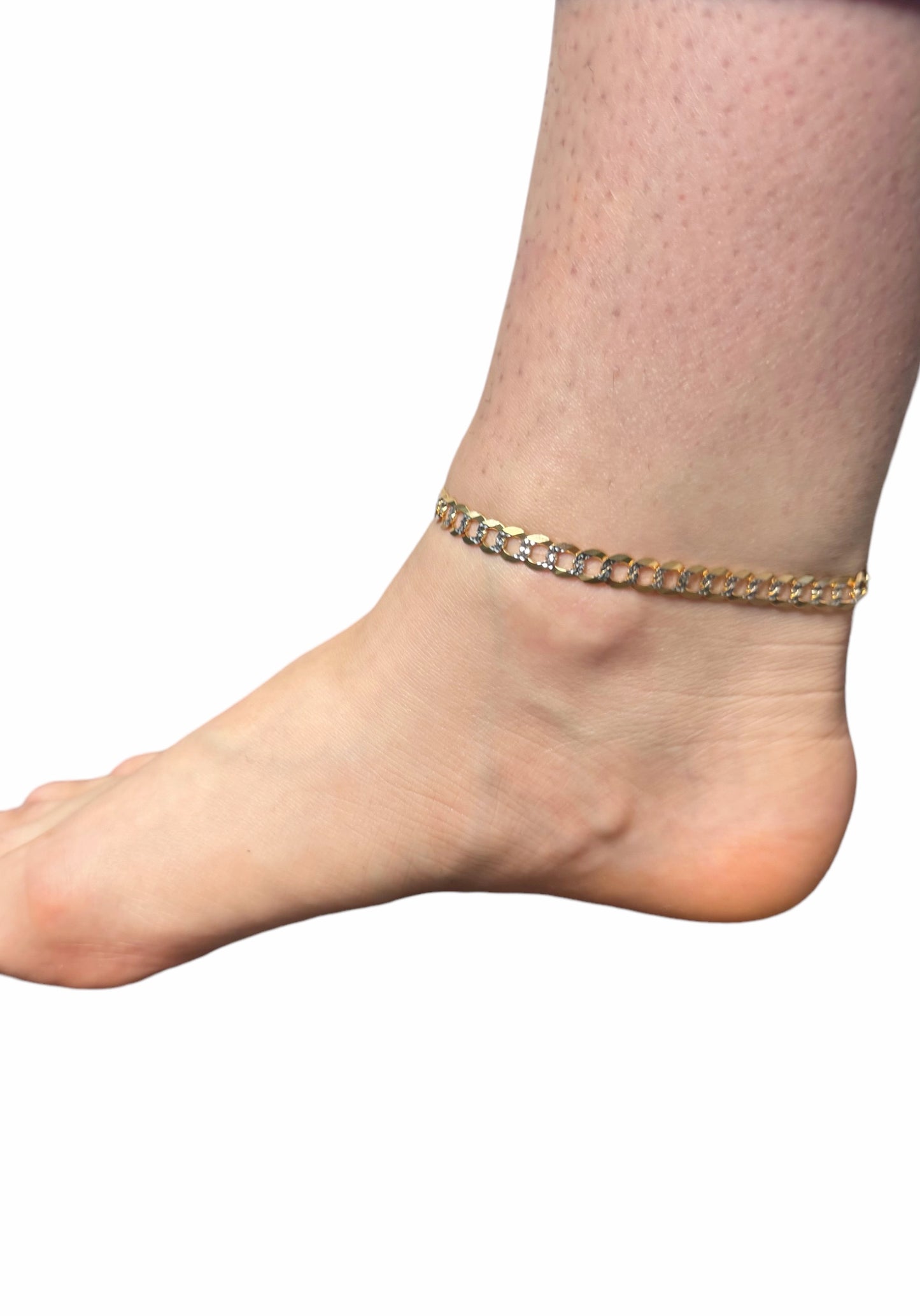 New 14K Solid Two Tone Ankle Bracelet (7.0MM). H.J™️